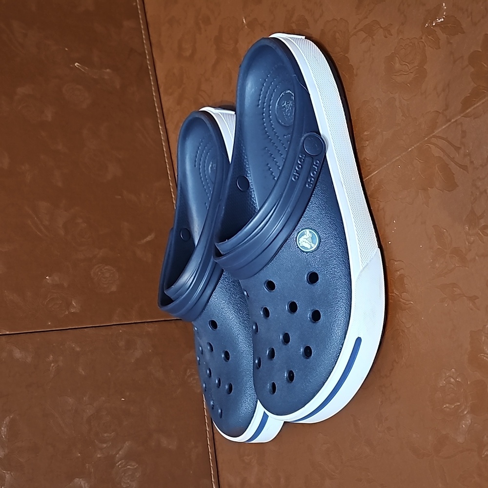 (Size-10) Crocs Crocband Navy Blue Slip On Clogs Unisex Shoes Slides